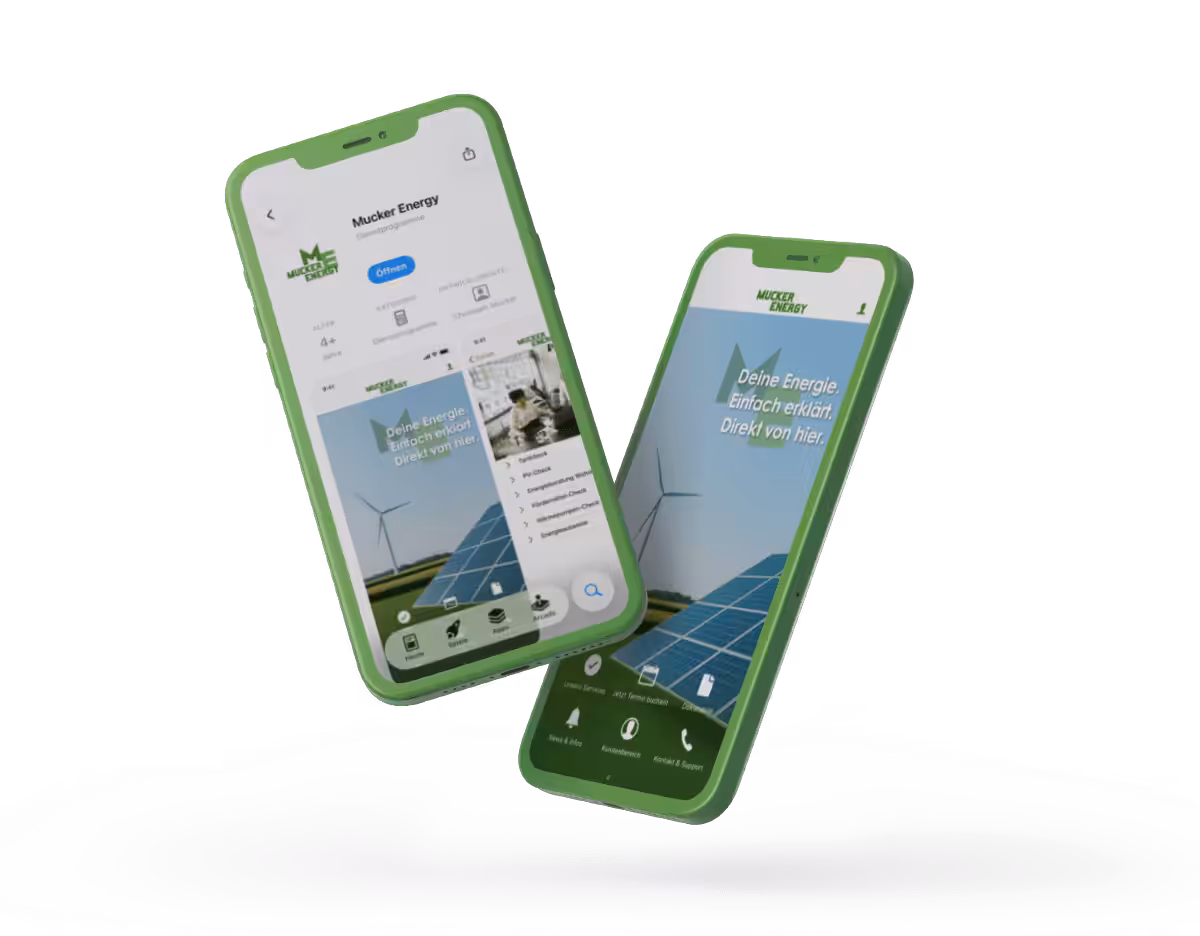 Mucker Energy App auf dem Smartphone